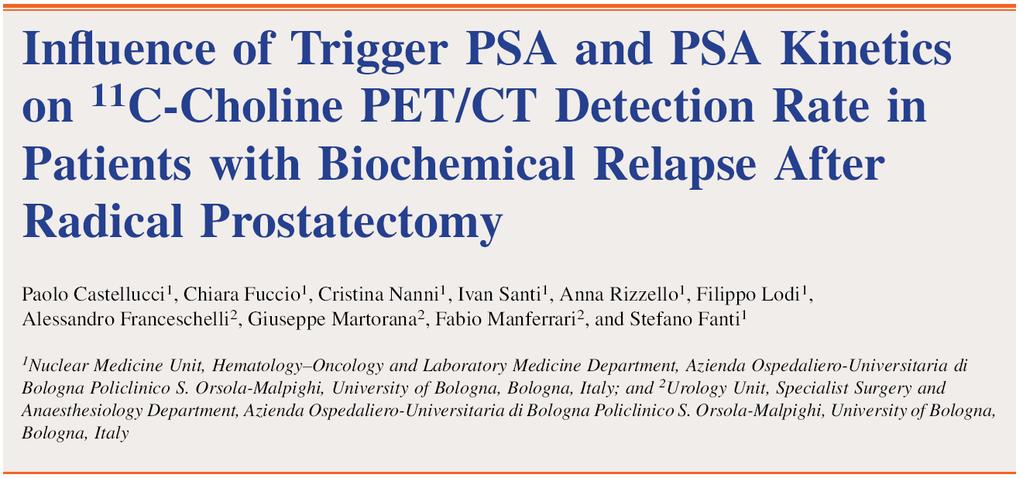 190 patients with prostate cancer radical prostatectomy 11 C-choline PET/CT due to PSA
