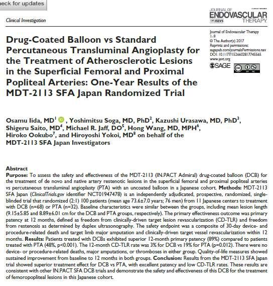 Publication: 1 Year Results of the MDT- 2113 SFA Japan Trial