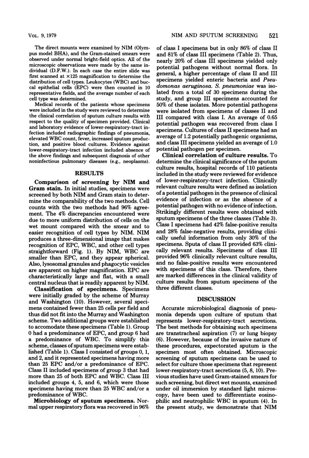 VOL. 9, 1979 The direct mounts were examined by NIM (Olympus model BHA), and the Gram-stained smears were observed under normal bright-field optics.