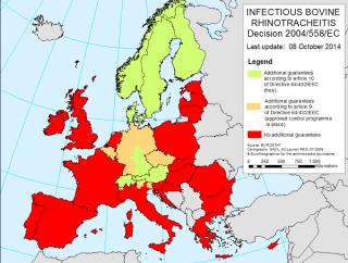 BHV-1 status of European countries in the final quarter of 2014. In the UK, several laboratories provide a testing and Cattle Health Certification Standards (CHeCS) accreditation service.