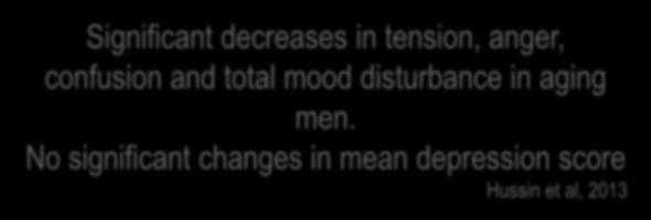 Harvie et al, 2011 No difference in mood, vigor, self-reported tension, depression,