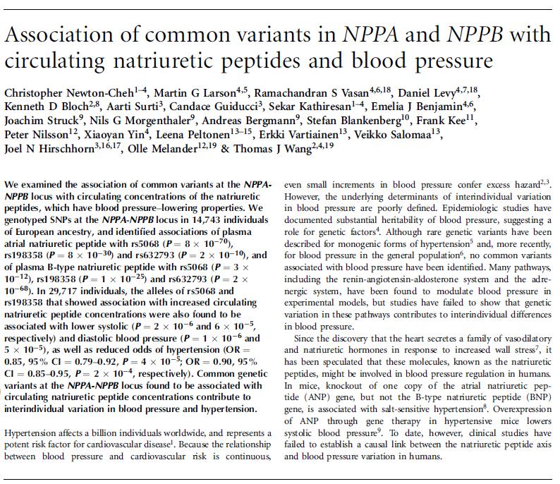 Common genetic variants associated with higher circulating ANP may contribute to