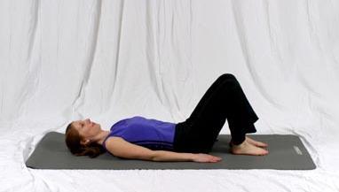 Bridge Flow Thighs Hips Back Shoulders Begin lying on back with hands at sides, palms down, and knees bent, feet on the floor about hip width apart and parallel.