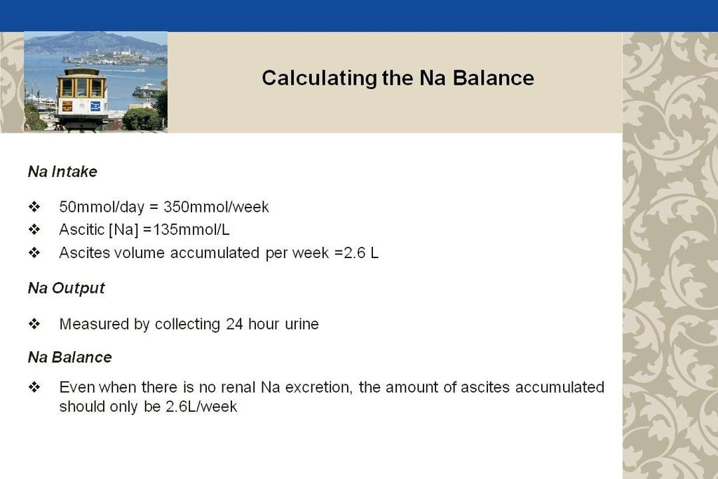 Calculating the Na + balance