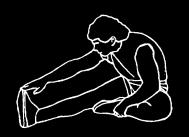 Hold for 15 seconds and repeat with left foot. E. Inner Thigh Stretch - Sit with the soles of your feet together and your knees pointing outward.