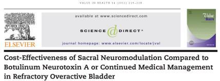 ROSETTA Study Onabotulinum Toxin A Injection & Sacral Neuromodulation are both third-line therapies for overactive bladder, to be used after