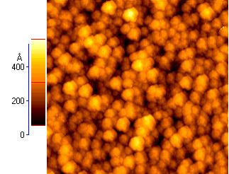 (a) AFM image of 170 nm boron-doped ZnO film (grain size ~250 nm).