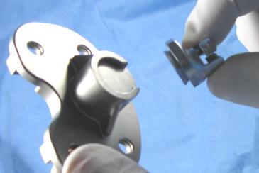 Insert the selected offset bushing dovetail into the anterior opening of the appropriate size Revision Trial Tibial Tray.
