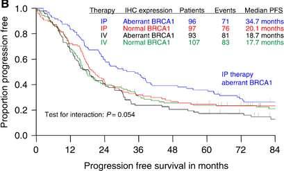 BRCA1 expression and improved survival in ovarian
