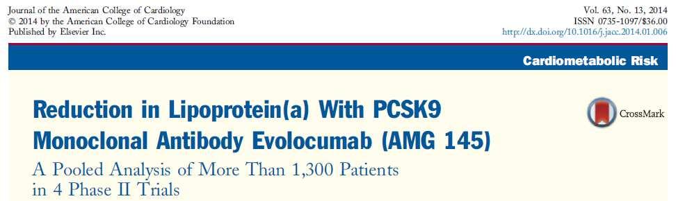 Current therapeutic options to reduce Lp(a) are limited Evolocumab treatment for 12 weeks resulted in significant (p < 0.