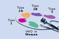Classification of VWD Type 1 (AD); represents 80% of cases Type 2 (AD,AR);15-20 % Type 2A (AD,AR) Type 2B (AD) Type 2M (AD,AR) Type 2N (AR) Type 3 (AR); severe type Partial quantitative deficiency of