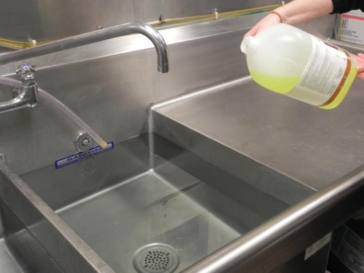 Contaminated Equipment Three Compartment Sink Step 4: Sanitize items in the third sink using an