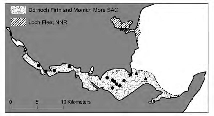 Figure 1. A map showing the location of harbour seal haul-out sites in the Dornoch Firth and Loch Fleet (taken from Cordes et al. 2011). 2.1.1 VHF telemetry Between 1989 and 1991, 21 VHF radio tags were attached to harbour seals as part of a Scottish Office funded project on harbour seal foraging ecology (Table 1).