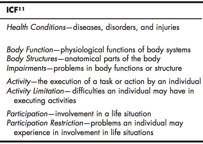 Social ICF* as an Organizer Health condition (disorder or disease) * International Classification of Functioning, Disability and