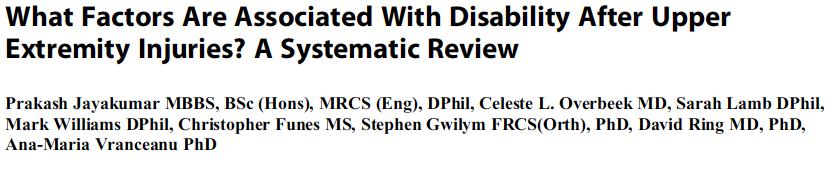 Psychologic and social factors are more consistently associated with disability than factors related to impairment.
