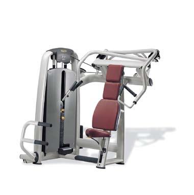 mm 1350 in 53 Width: mm 1450 in 57 Height: mm 1690 in 67 Machine weight: kg 277 lbs 611 - Pectorals - Deltoids - Triceps The custom-designed pulldown bar provides better grip and aids in consistent