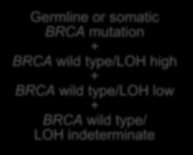 significant* Intent to treat (ITT) (all comers) Germline or somatic BRCA mutation + BRCA wild type/loh high + BRCA wild type/loh low + BRCA wild type/ LOH indeterminate