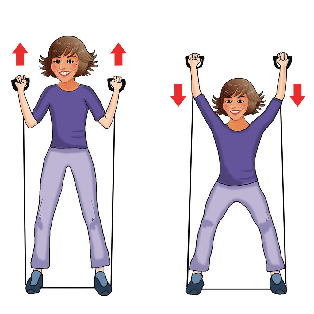8. Band Pull-Ups Stand with the band under your feet, and take a hold of either side while couched. Attempt to pull upward on the band, as far as you can while straightening your knees.