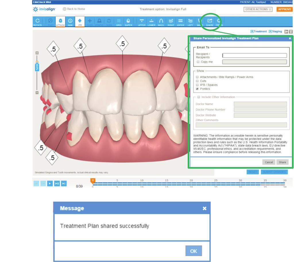 Power Ridge features will now display in ClinCheck Web. Patient Treatment Viewer.