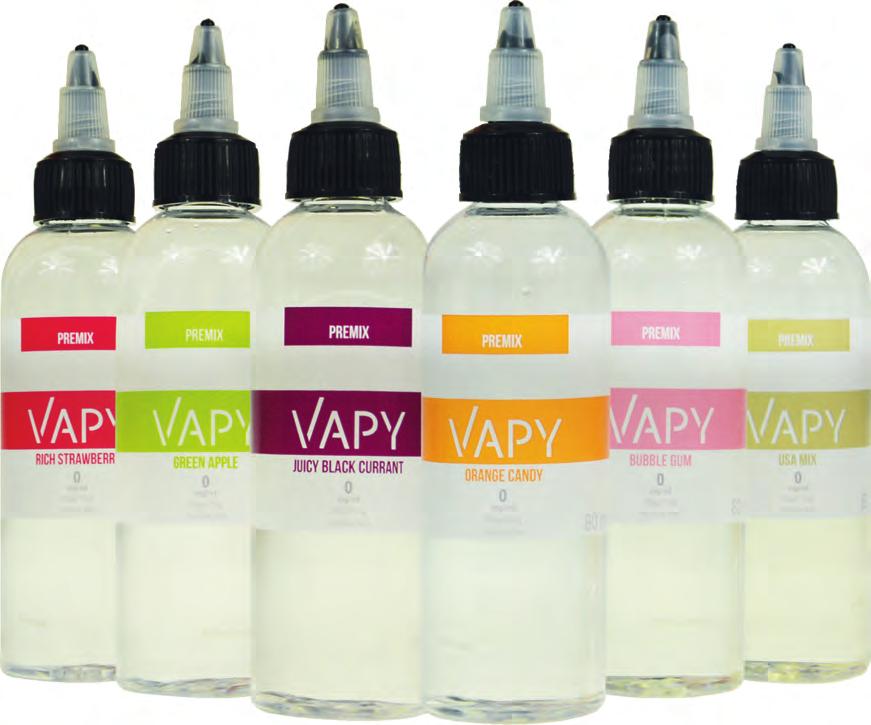 MOST POPULAR, CLASSIC TASTES The Vapy Plus is a line of classic VAPY flavors available as premixes.