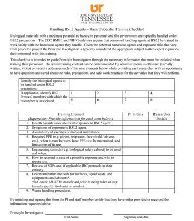 Hazard Specific Checklist Guides supervisors through