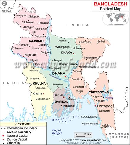 The cross borders of Bangladesh 3 interna/onal airports 2 sea ports Shares 11 land ports with India & 1 with Myanmar Legally 1.