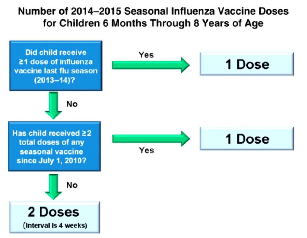 FIGURE 2 Number of 2014 2015 seasonal influenza vaccine doses for children 6 months through 8 years of age. American Academy of Pediatrics, Committee on Infectious Diseases.