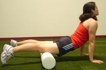 15 seconds Same position as above with bottom of thighs on the foam roller Advance this position by squeezing the glutes together, bending the knees and lifting the chest Tensor fasciae latae (TFL):