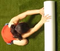 and elbow on the foam roller With the left hand gently push-up and rotate left shoulder away from the ground.