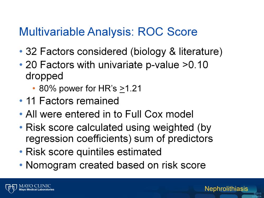 This slide contains the factors that were significant in a multivariable model.