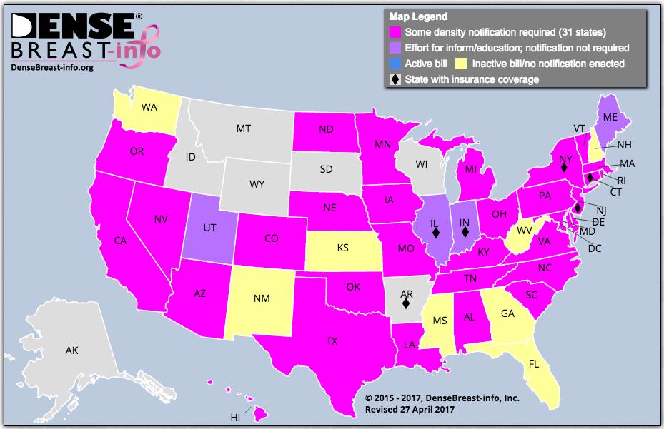 Legislation and Regulations 31 States require breast density notification There is no standard on what patients are told or