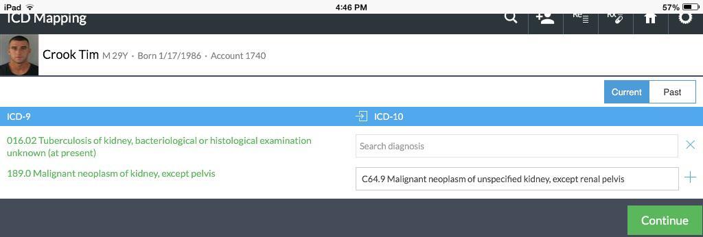 icon to manually search and FIGURE 136: CHANGE CURRENT MAPPING You don t have to do the entire mapping in one go. You can map some of the diagnoses and click on Continue.