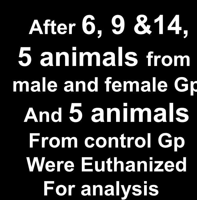 months After 6, 9 &14, 5 animals from male and