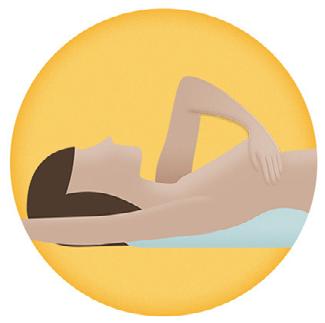 3) LYING DOWN When lying down, the breast tissue spreads out evenly along the chest wall. Place a pillow under your right shoulder and your right arm behind your head.