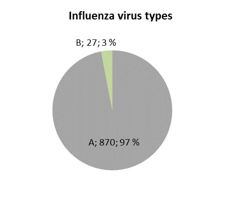 9 Figure 4. Proportions of 2018/19 season influenza virus subtypes and lineages among viruses analysed in Norway, by 19th December 2018.