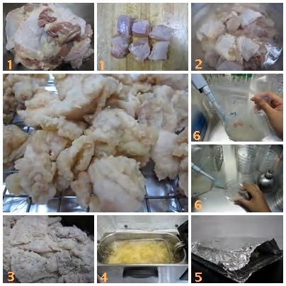 Application of KEEP LONG Deep fried chicken How to cook 1) Chicken (cut ~ 1 inch) ~ 500 g.