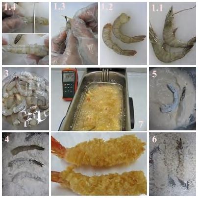 Application of KEEP LONG Fried shrimp How to cook 1) Prepare shrimp 1.1 Raw shrimp 1.2 Take off head & cover 1.3 Pull off black line at the back 1.