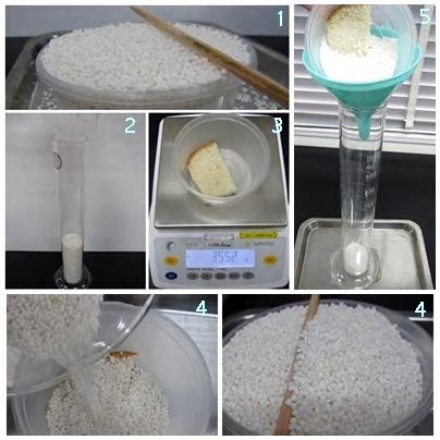 Application of KEEP LONG Bread Bulk density Test method: 1) Pour tapioca pearl into a bowl until full 2) Measure the volume of full bowl of tapioca pearl (Record = Vol.