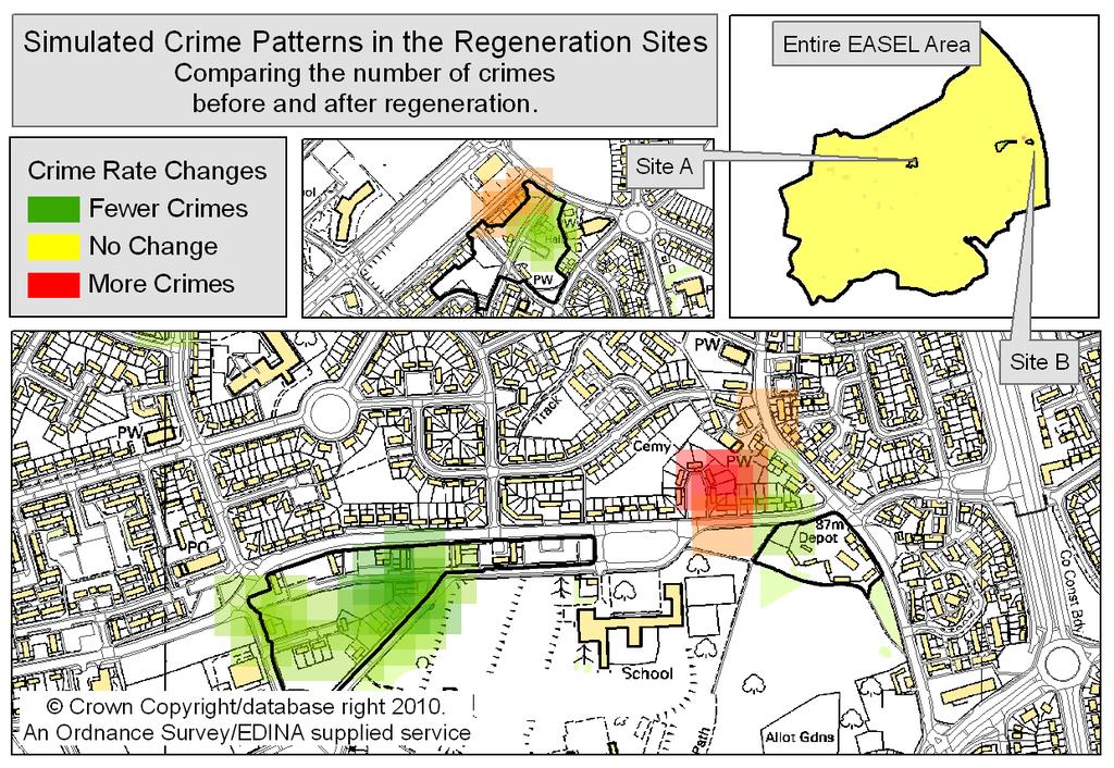 Result Forecasting Burglary after Simulation Test the effects of a large urban regeneration scheme A small number of individual houses were identified