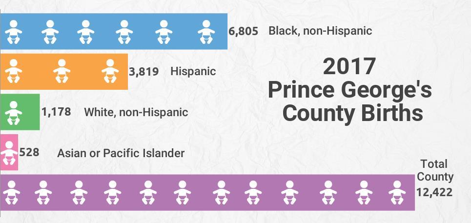 Maternal Health Over half of births (55%) in Prince George s County were to Black, non- Hispanic mothers in 2017.