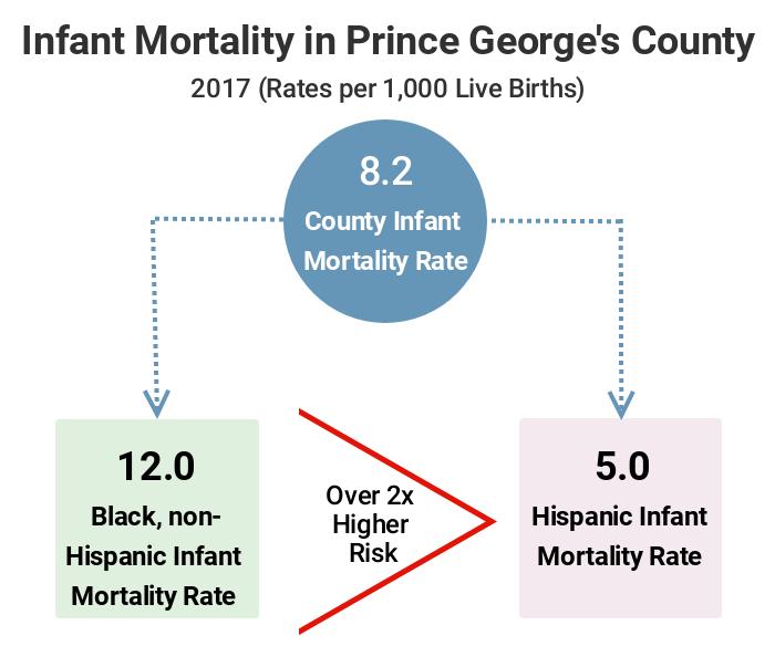 Infant Health The average infant mortality rate (IMR) in Prince George s County decreased 16% from 2008-2012 to 2013-2017.