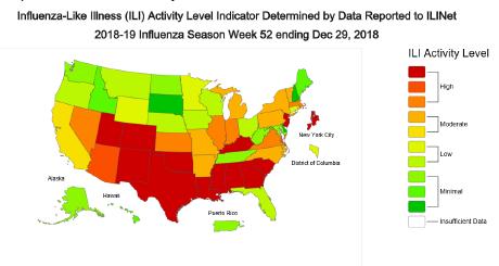 Spread of Influenza as Assessed by State and