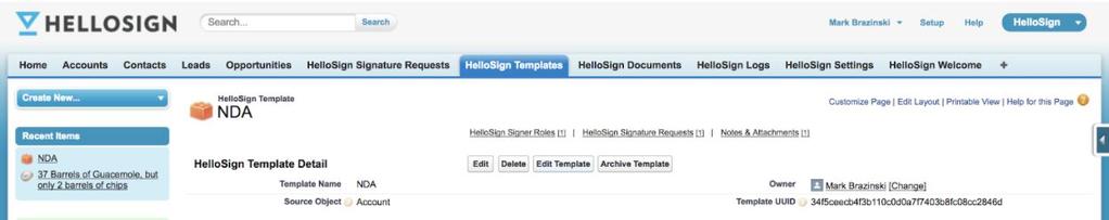 STEPS 1. User finds a HelloSign Template record they would like to edit 2.