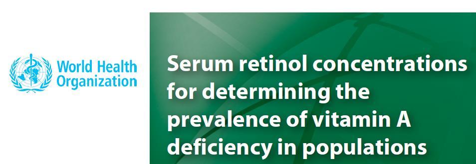 ferritin cutoff (<30 ug/l) Clinical and subclinical infections may also lower serum retinol concentrations by as much as 25%,