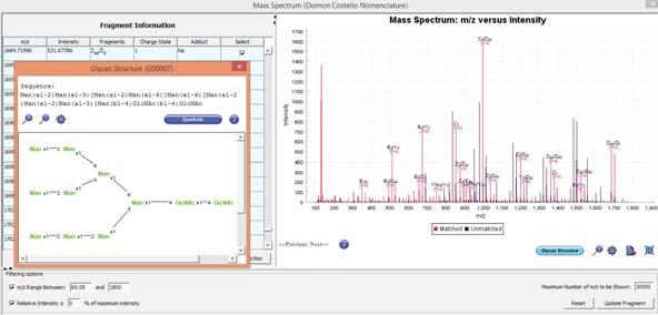 Figure 9 shows the SimGlycan Software Interface wherein parameters for quantitative analysis are specified.