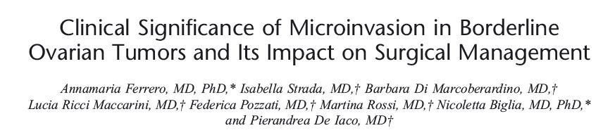 Risk factors Micropapillary Relapses: 39% Peritoneal implants No invasive mortality 4% Invasive mortality 34%