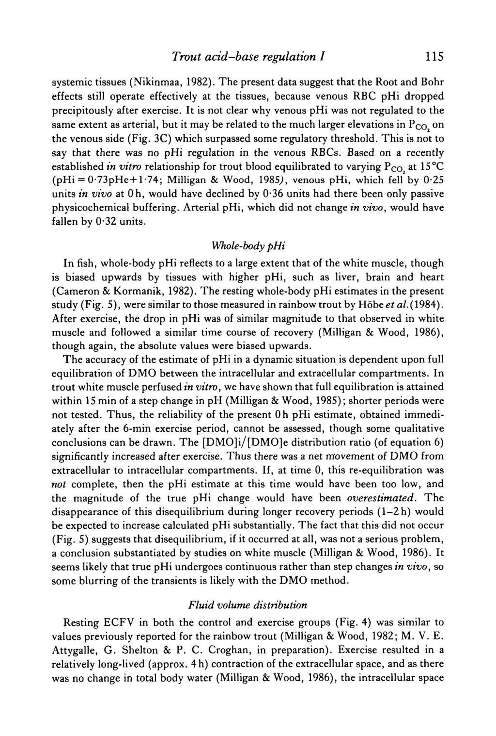 Trout acid-base regulation I 115 systemic tissues (Nikinmaa, 1982).