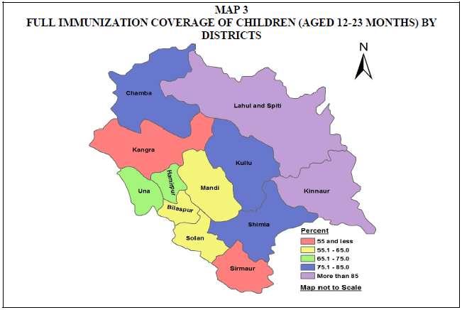 actually 63% and 74.2 % respectively. 5,6 District wise full immunization coverage of children aged 12-23 months is shown in Figure 1.