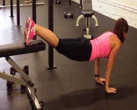 Decline Tricep Push-ups BW 4 12-1. Begin in push-up position: Facing the floor, hands on floor with s fully extended.