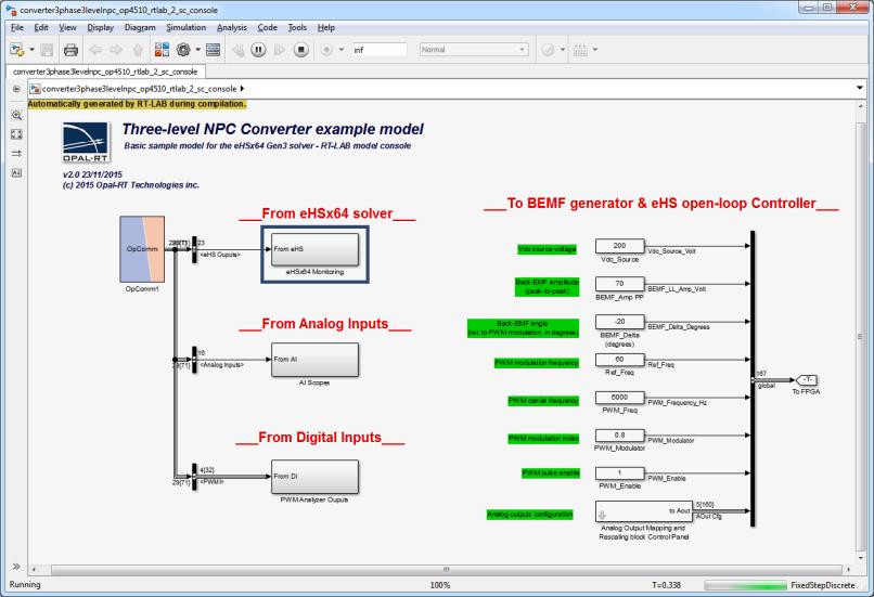 MONITORING THE SIMULATION As soon as you load and execute the model, the Simulink console opens